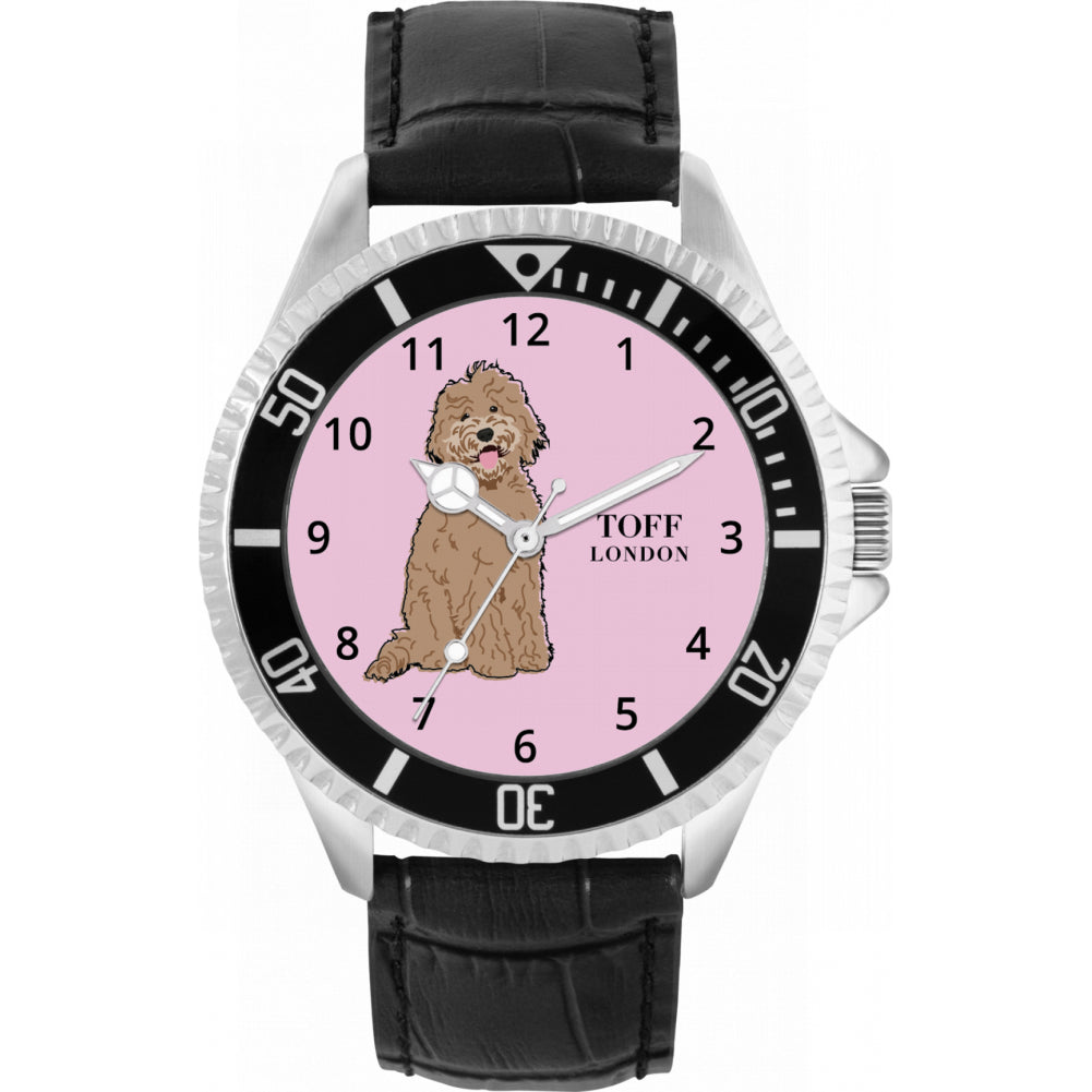 Mens Brown Labradoodle Dog Watch