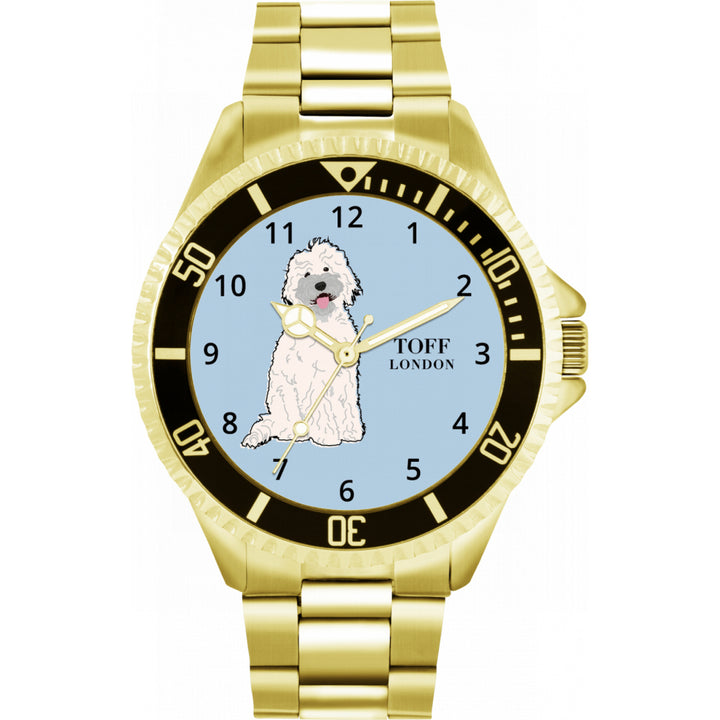 Mens White Labradoodle Dog Watch
