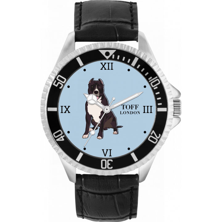 Mens Brown Staffordshire Bull Terrier Dog Watch