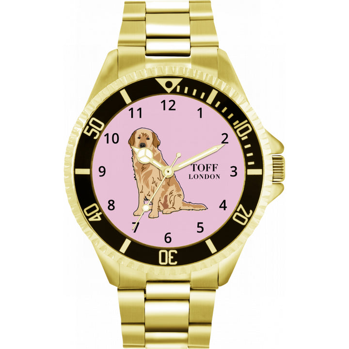 Mens Beige Golden Retriever Dog Watch