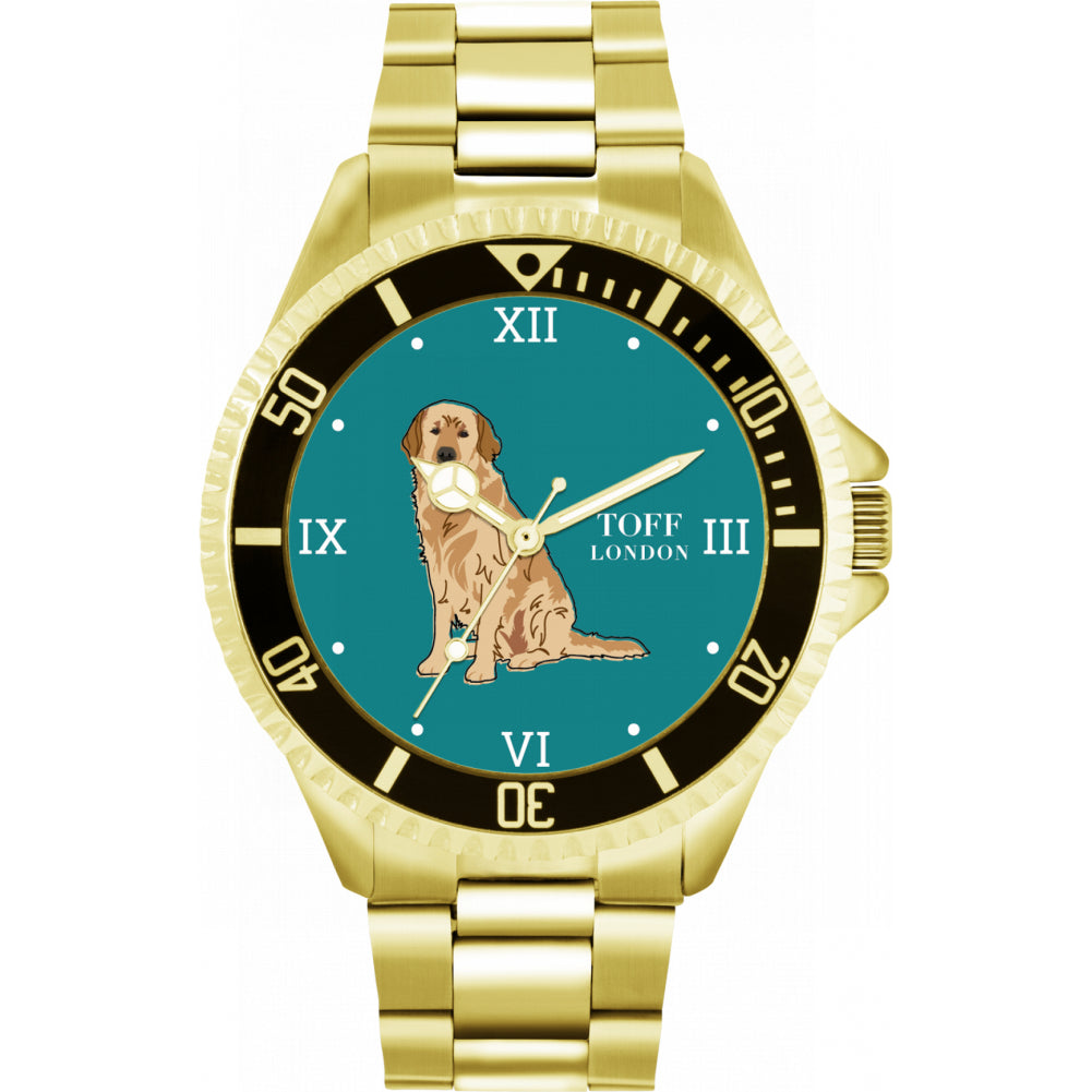 Mens Beige Golden Retriever Dog Watch