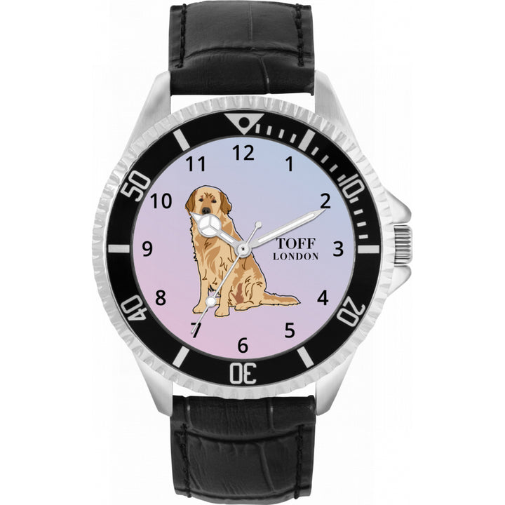 Mens Beige Golden Retriever Dog Watch