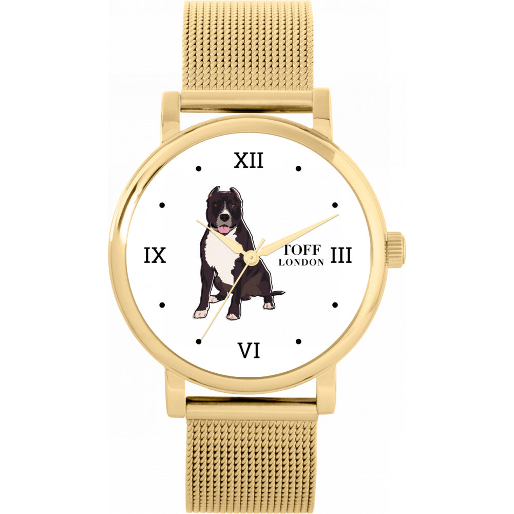 Ladies Brown Staffordshire Bull Terrier Dog Watch