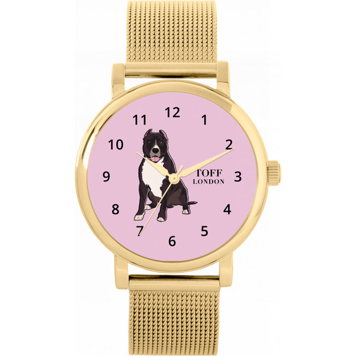 Ladies Brown Staffordshire Bull Terrier Dog Watch