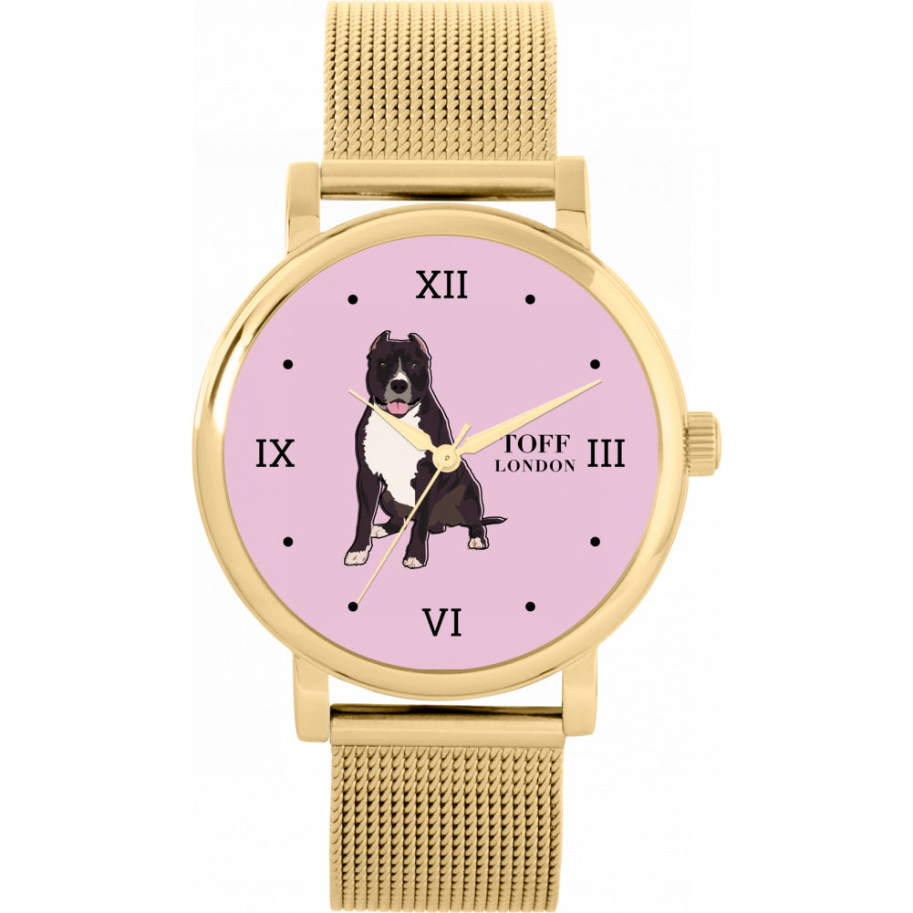 Ladies Brown Staffordshire Bull Terrier Dog Watch