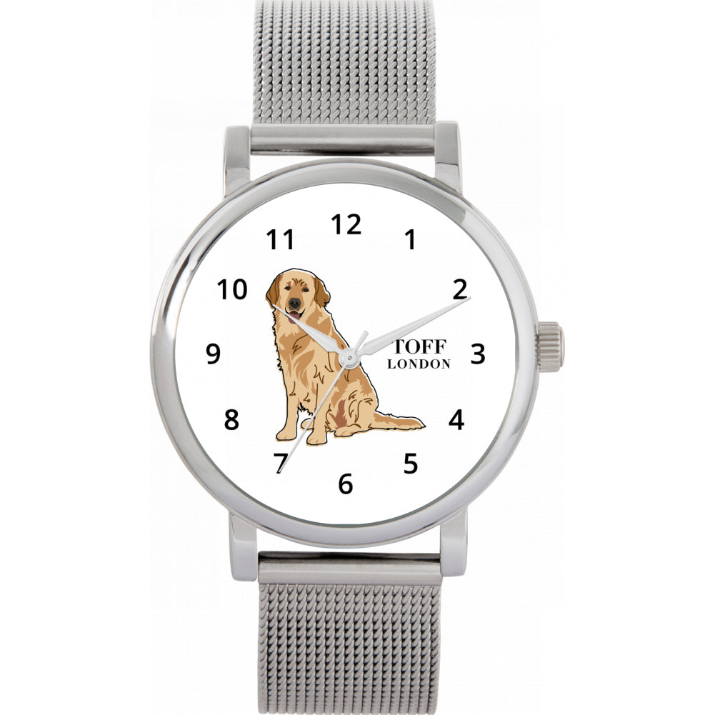 Ladies Beige Golden Retriever Dog Watch