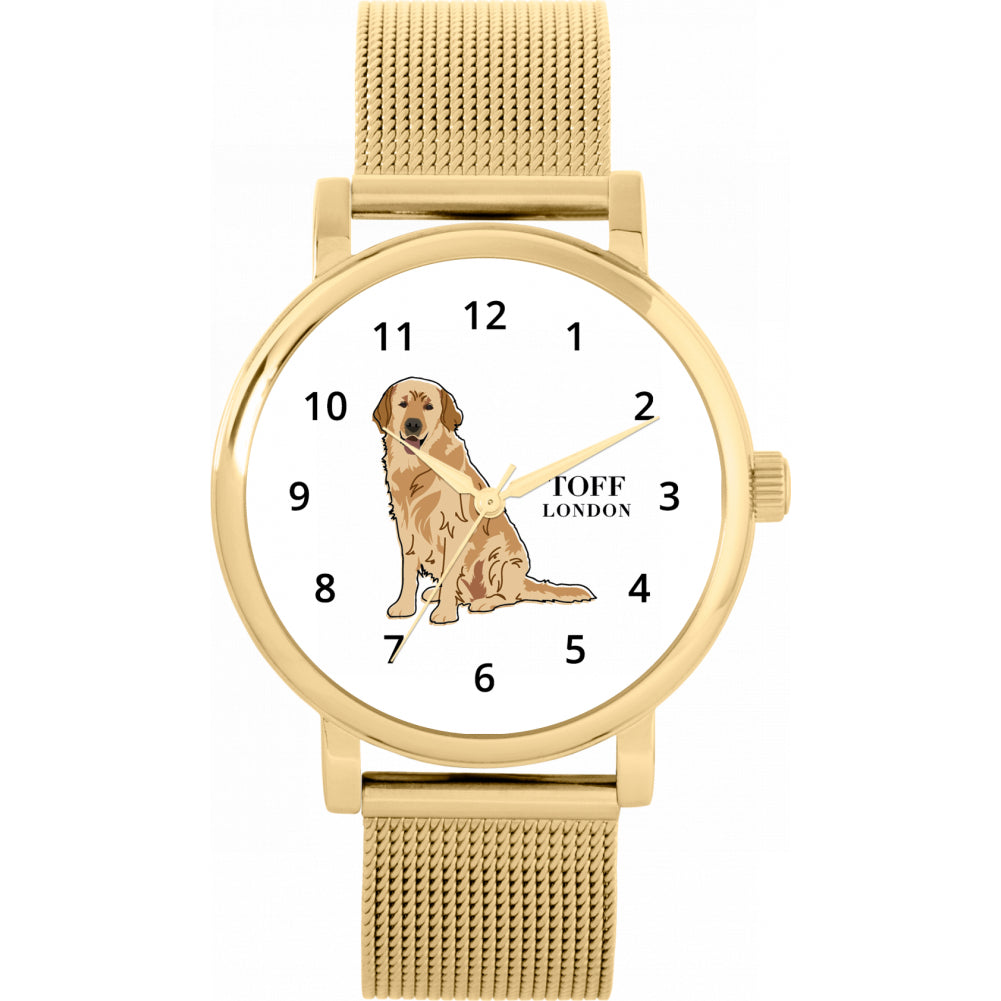 Ladies Beige Golden Retriever Dog Watch