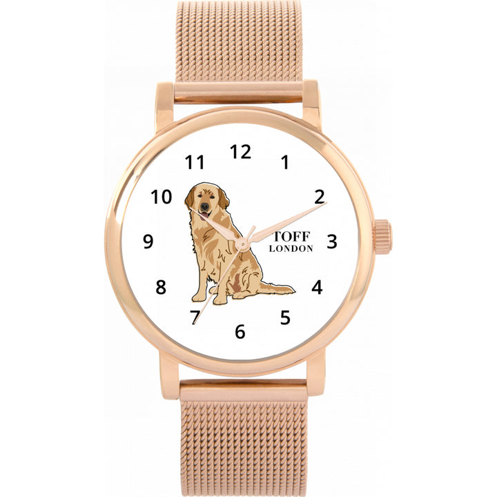 Ladies Beige Golden Retriever Dog Watch