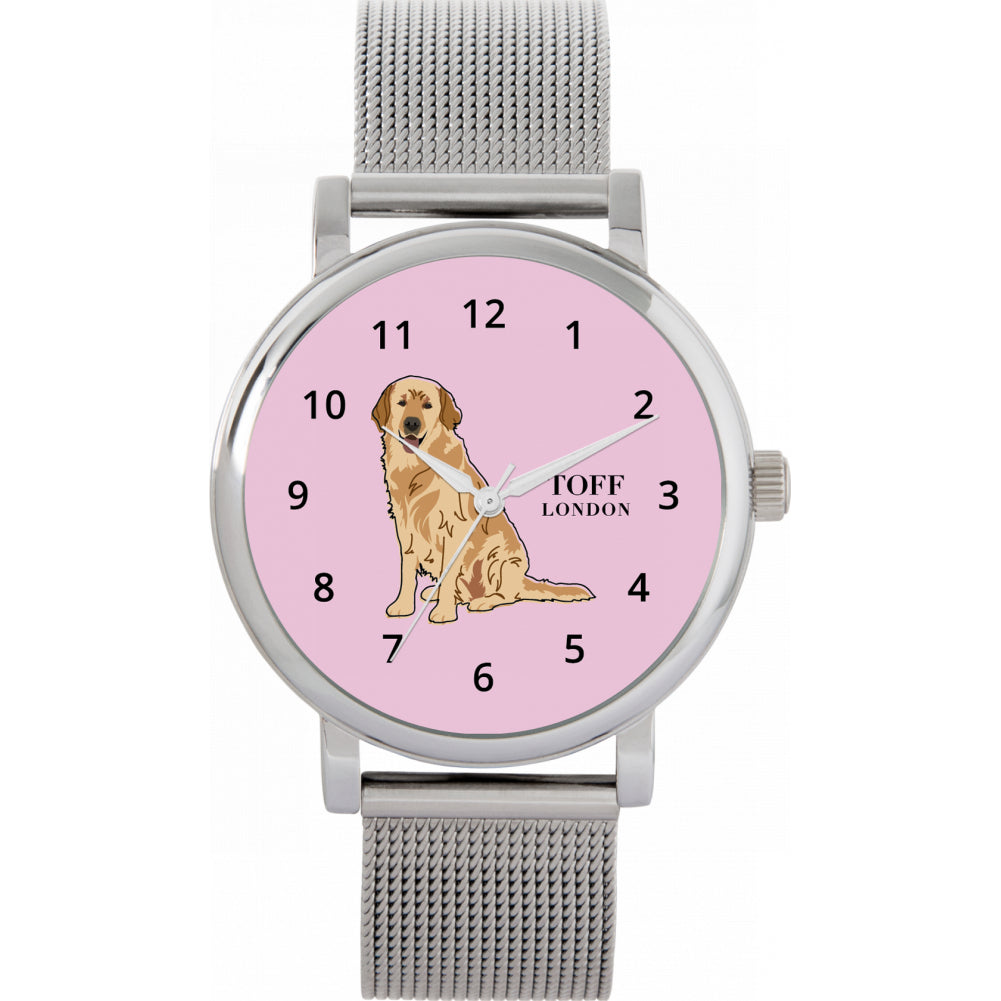 Ladies Beige Golden Retriever Dog Watch