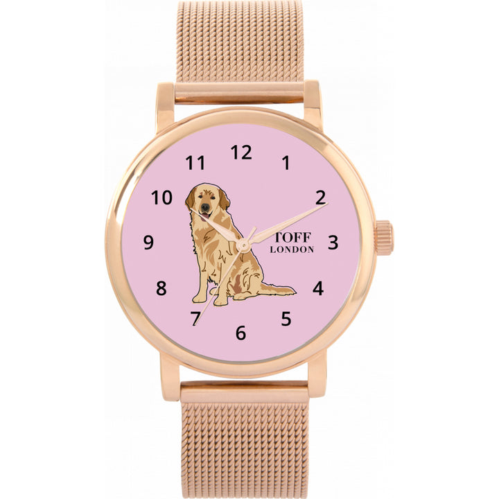 Ladies Beige Golden Retriever Dog Watch