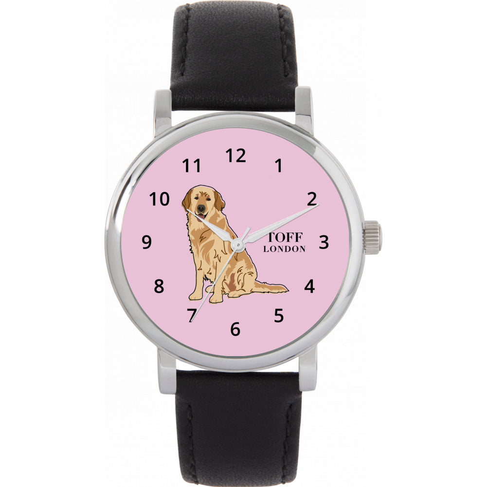 Ladies Beige Golden Retriever Dog Watch