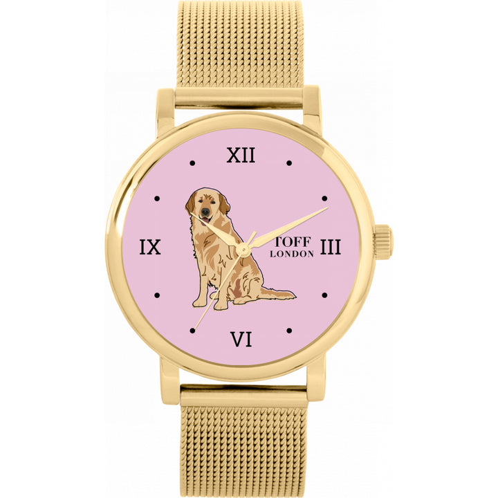 Ladies Beige Golden Retriever Dog Watch