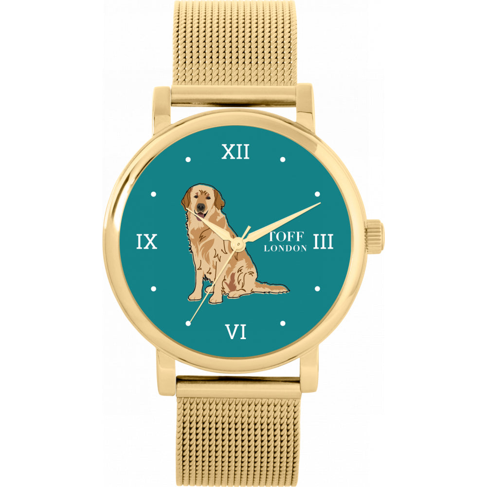 Ladies Beige Golden Retriever Dog Watch