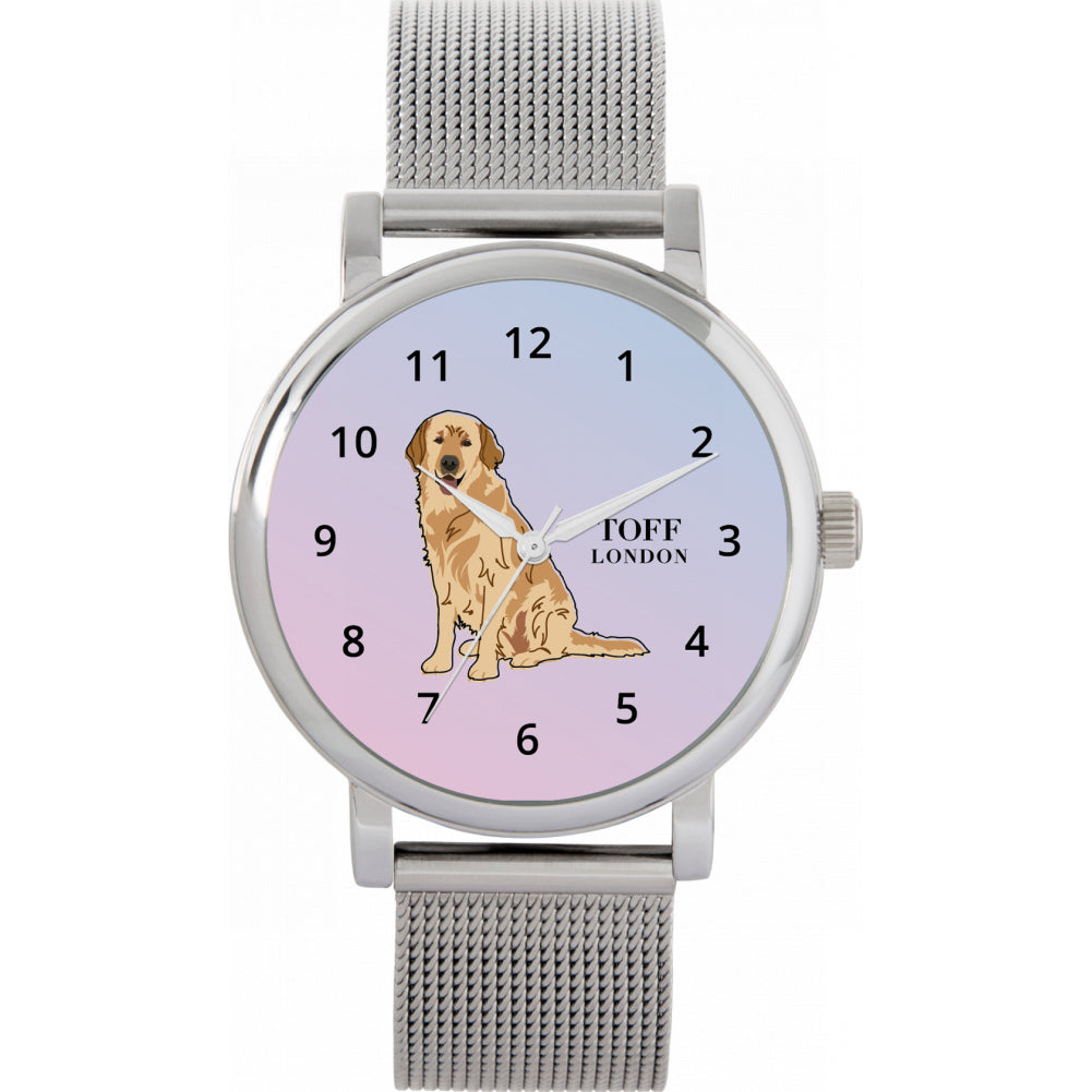Ladies Beige Golden Retriever Dog Watch