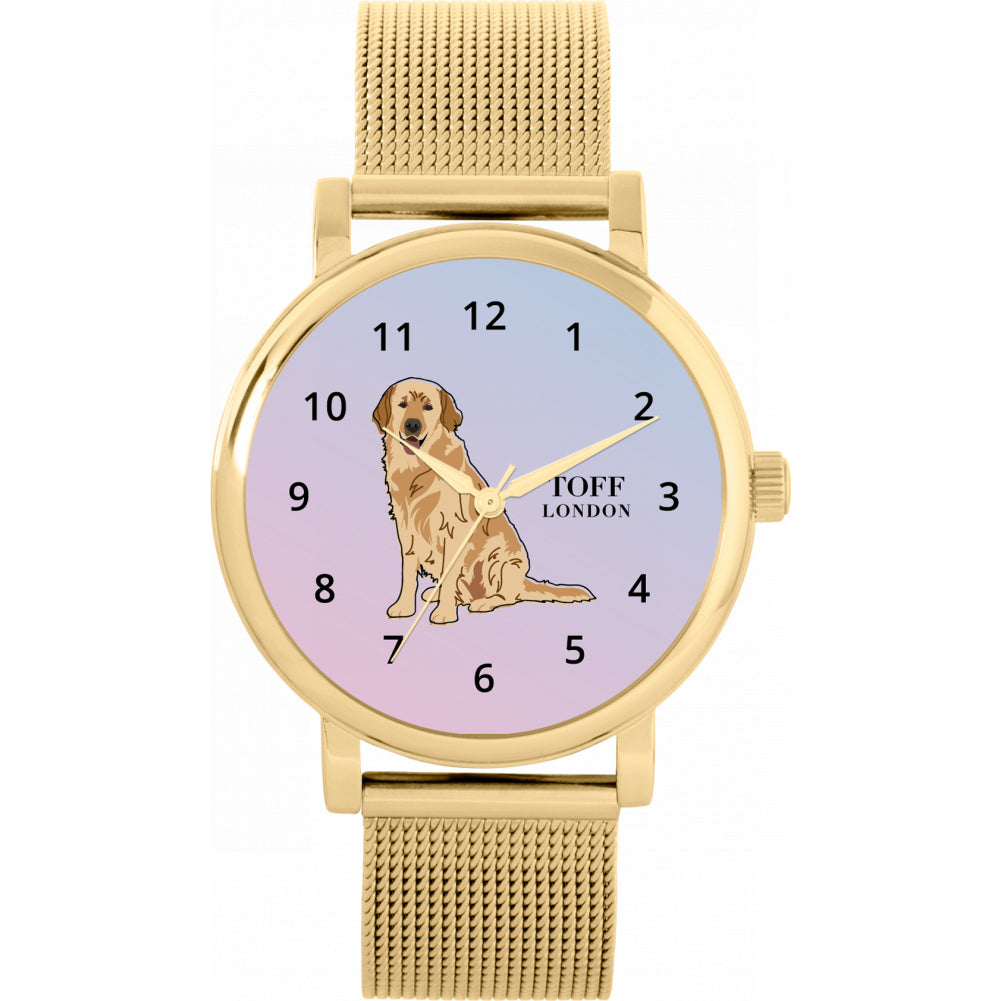 Ladies Beige Golden Retriever Dog Watch