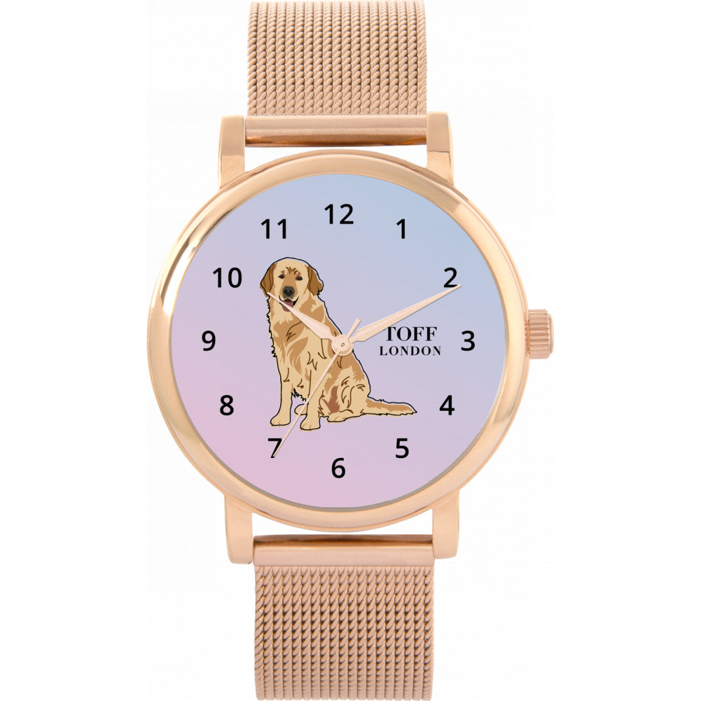Ladies Beige Golden Retriever Dog Watch