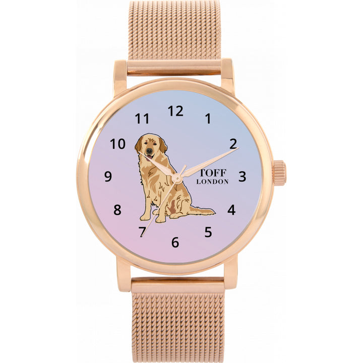 Ladies Beige Golden Retriever Dog Watch