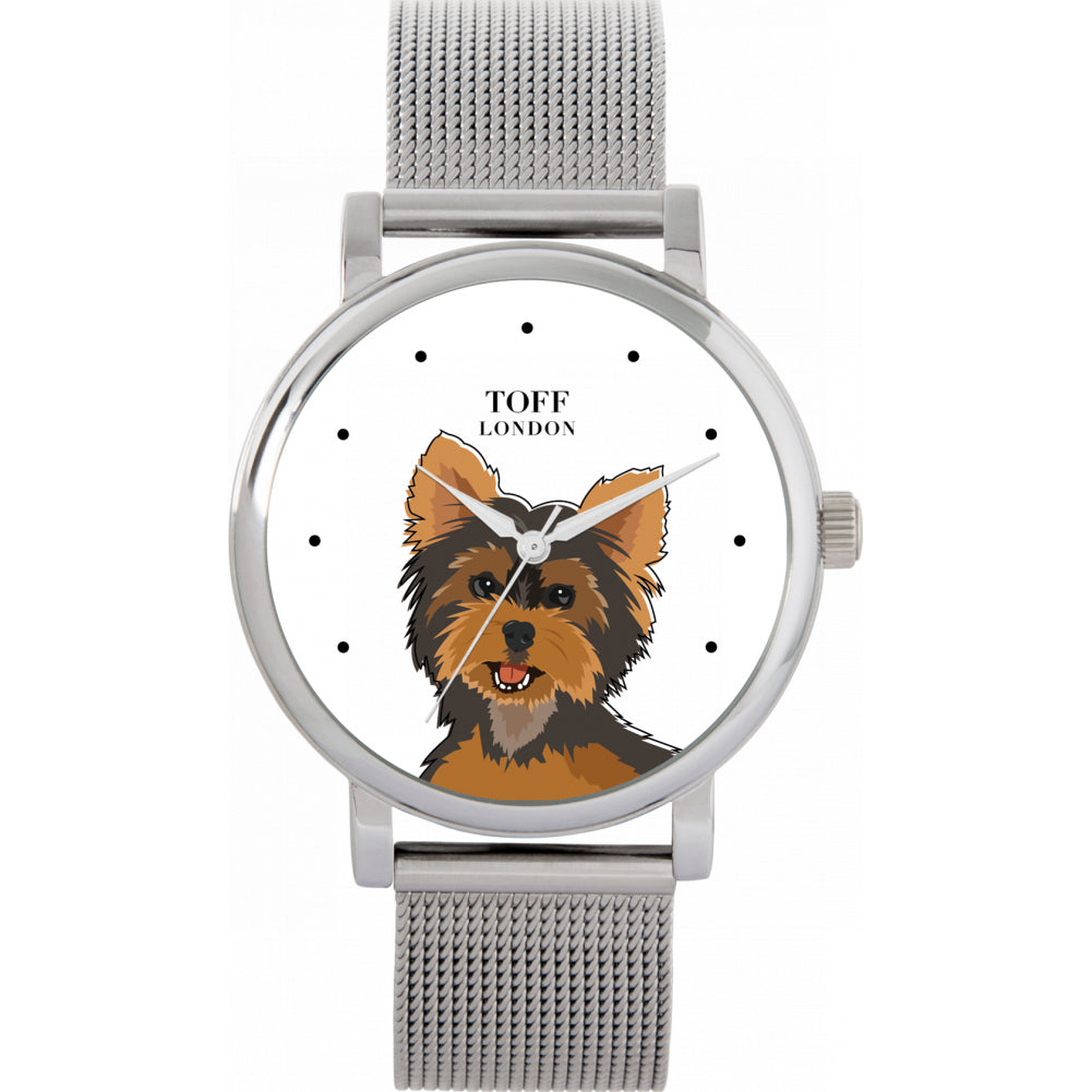 Ladies Brown Yorkshire Terrier Dog Head Watch