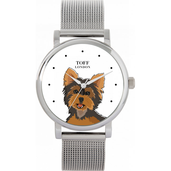 Ladies Brown Yorkshire Terrier Dog Head Watch