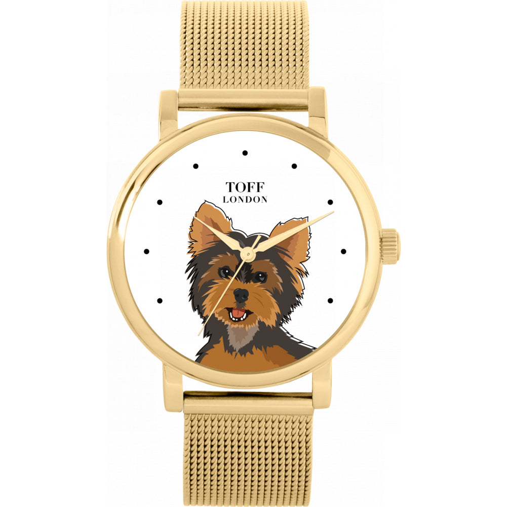 Ladies Brown Yorkshire Terrier Dog Head Watch