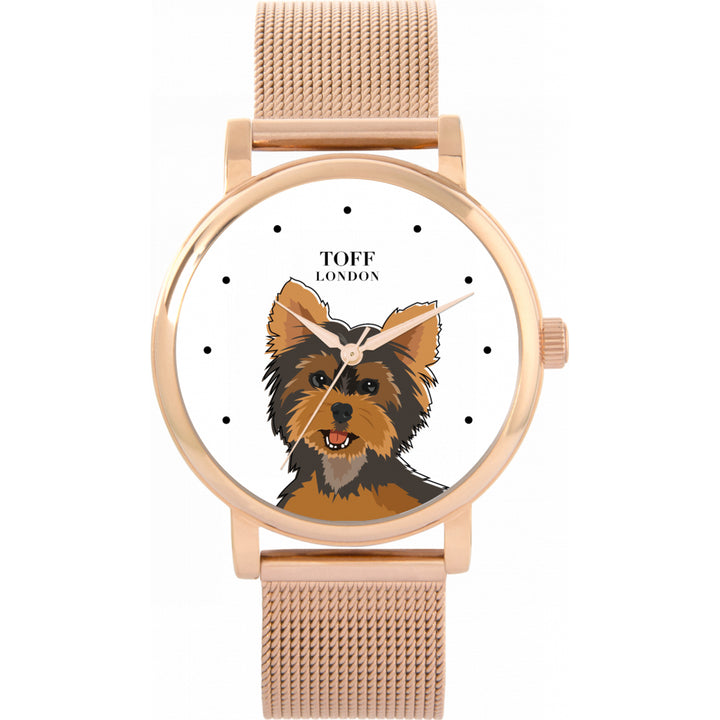 Ladies Brown Yorkshire Terrier Dog Head Watch