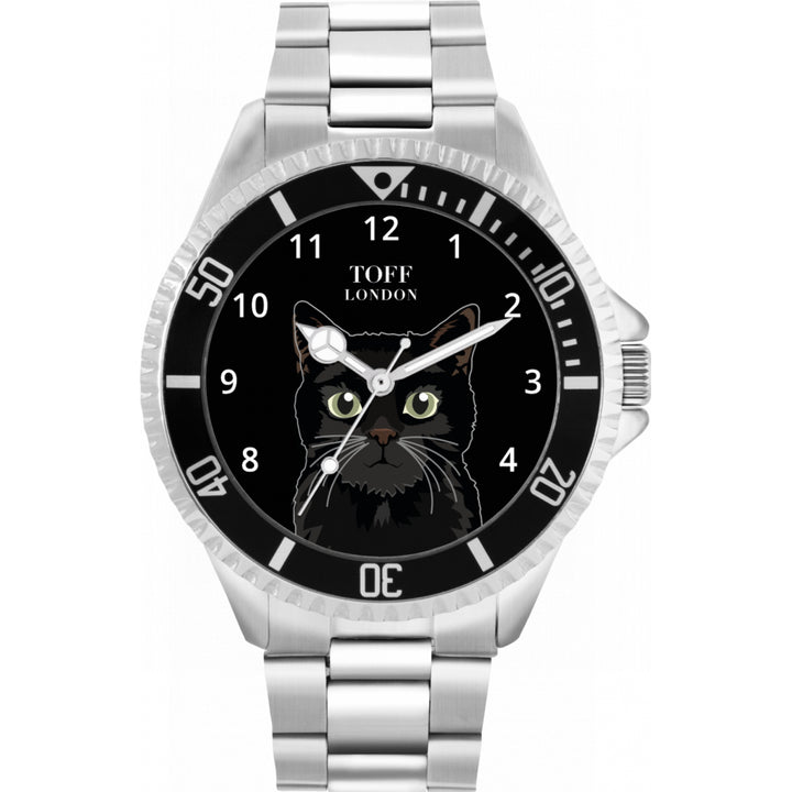 Mens Black Cat Head Watch