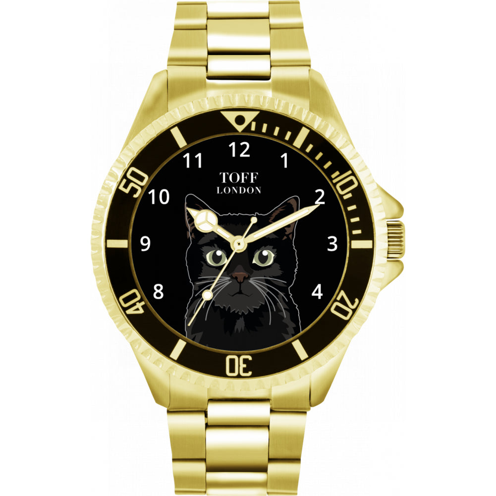 Mens Black Cat Head Watch