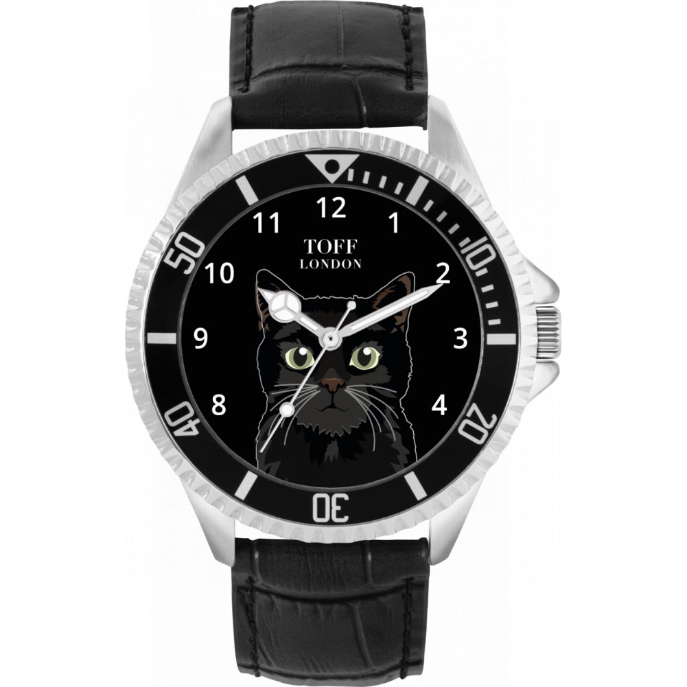 Mens Black Cat Head Watch