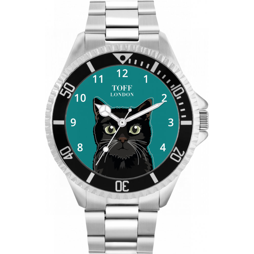 Mens Black Cat Head Watch