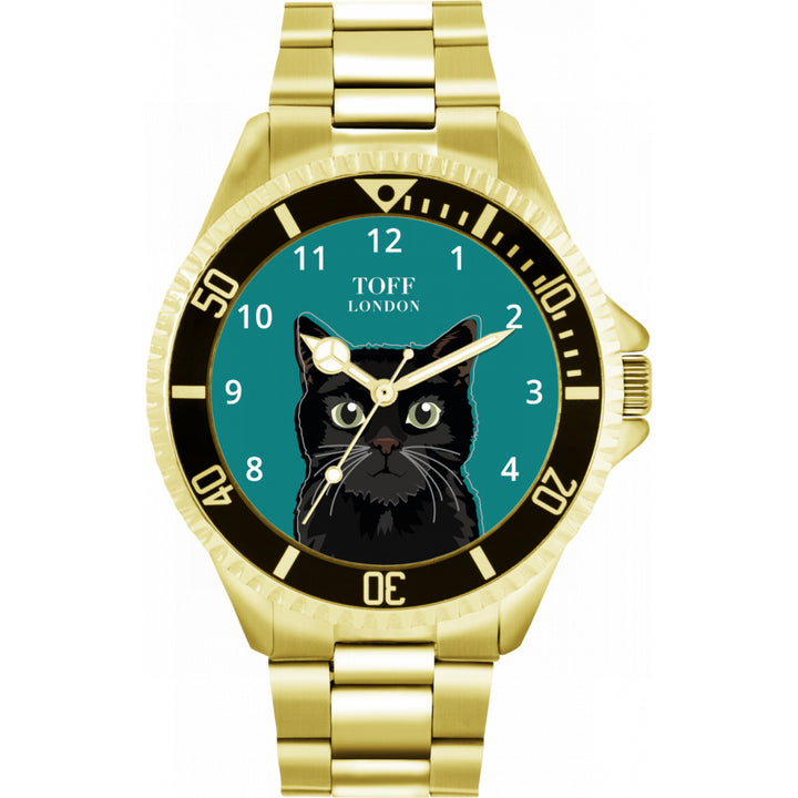 Mens Black Cat Head Watch