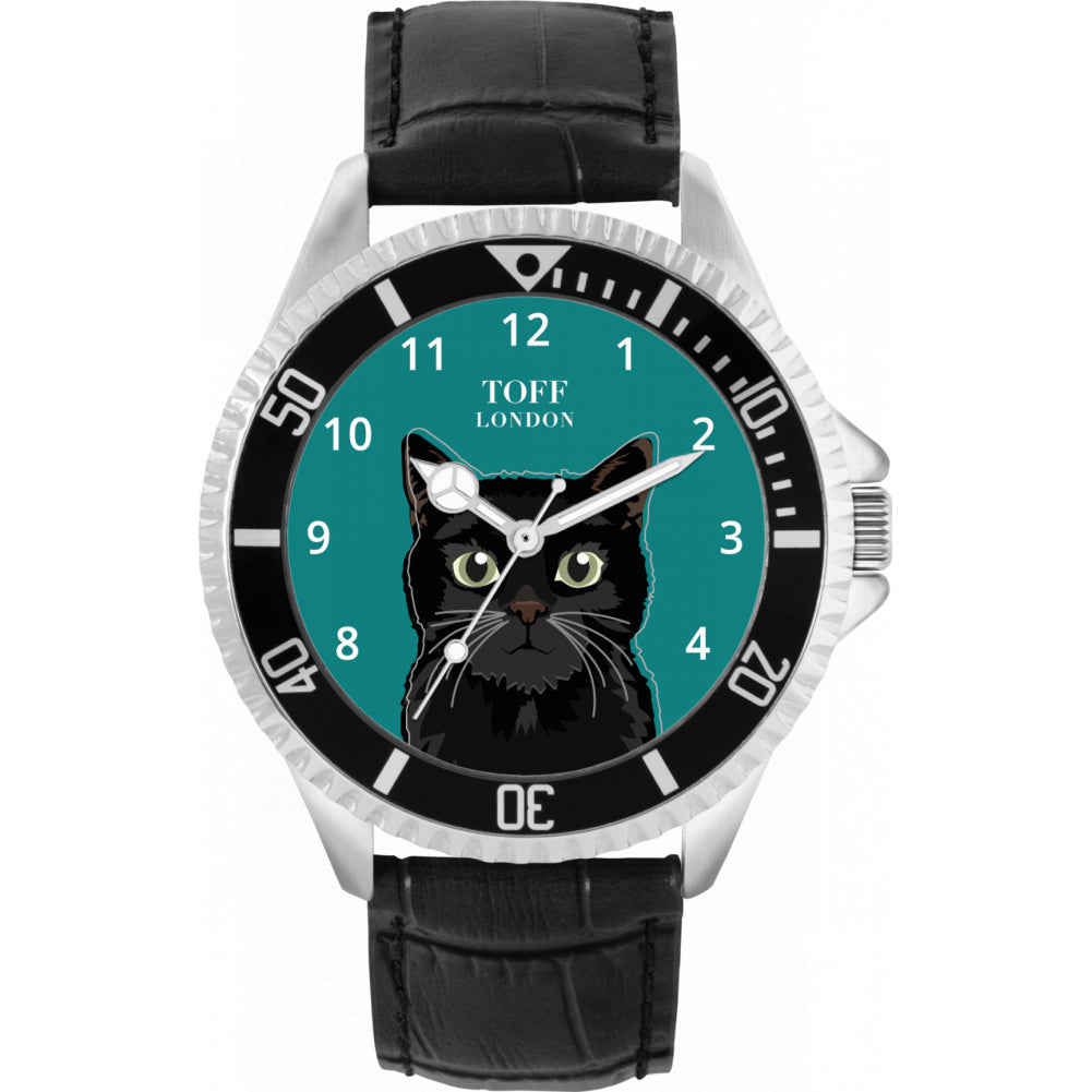 Mens Black Cat Head Watch