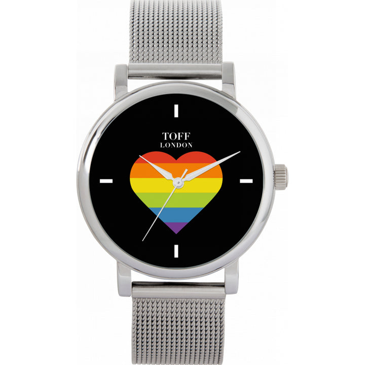 38mm Pride Rainbow Heart Batons Watch