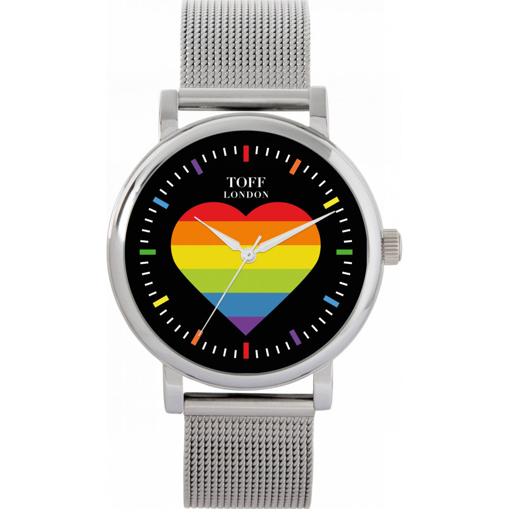 38mm Pride Rainbow Heart Batons Watch