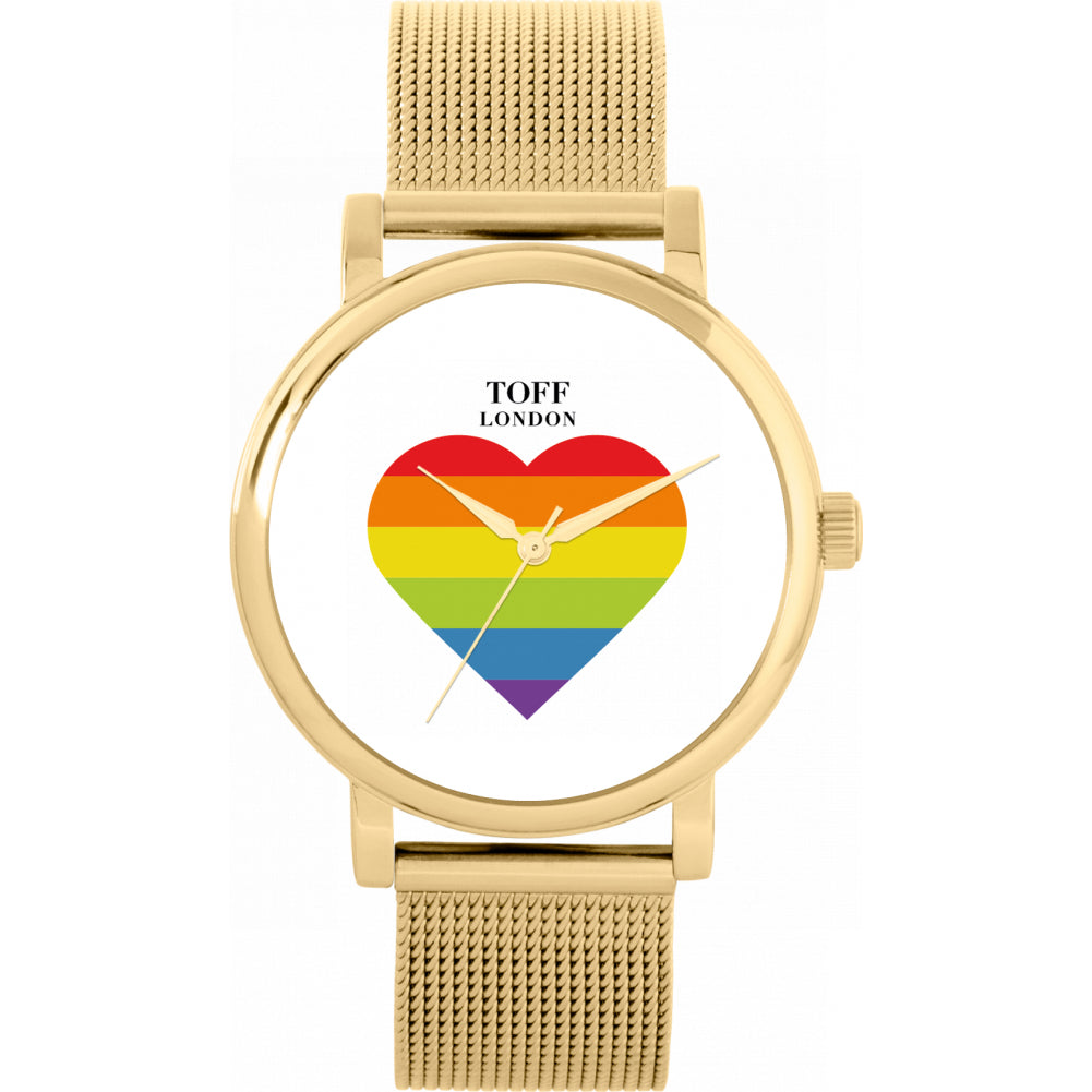 38mm Pride Rainbow Heart Watch