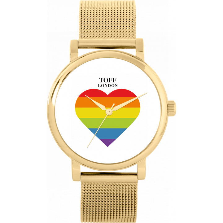 38mm Pride Rainbow Heart Watch