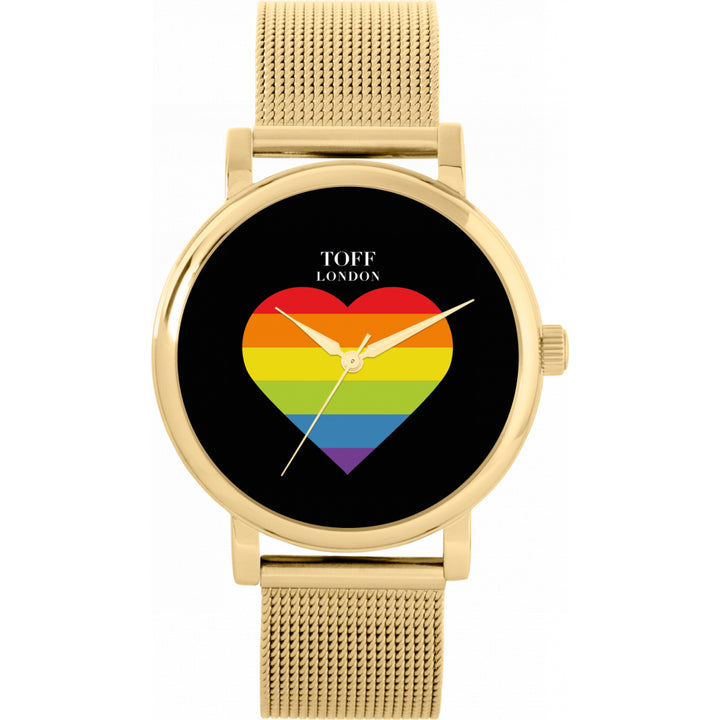 38mm Pride Rainbow Heart Watch