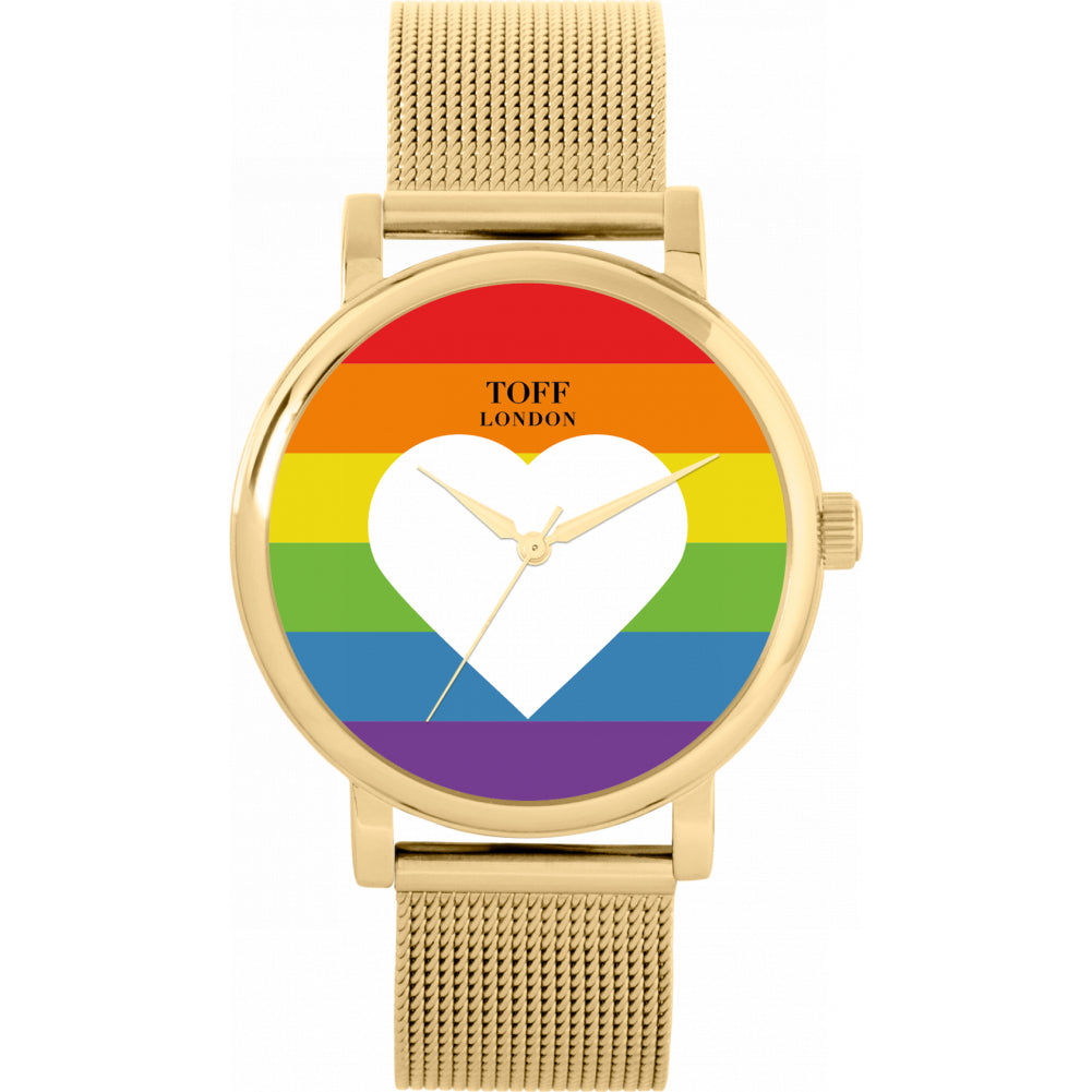 38mm Pride White Heart Rainbow Watch