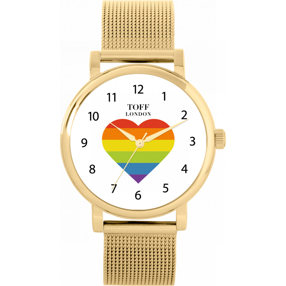38mm Pride Rainbow Heart Batons Watch