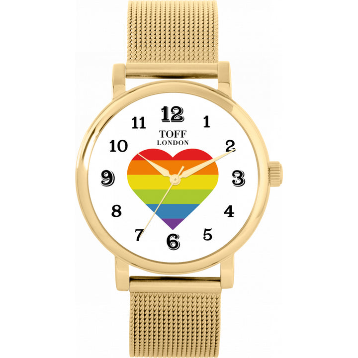 38mm Pride Rainbow Heart Arabic Numerals Watch