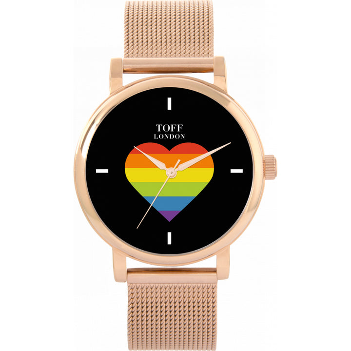 38mm Pride Rainbow Heart Batons Watch