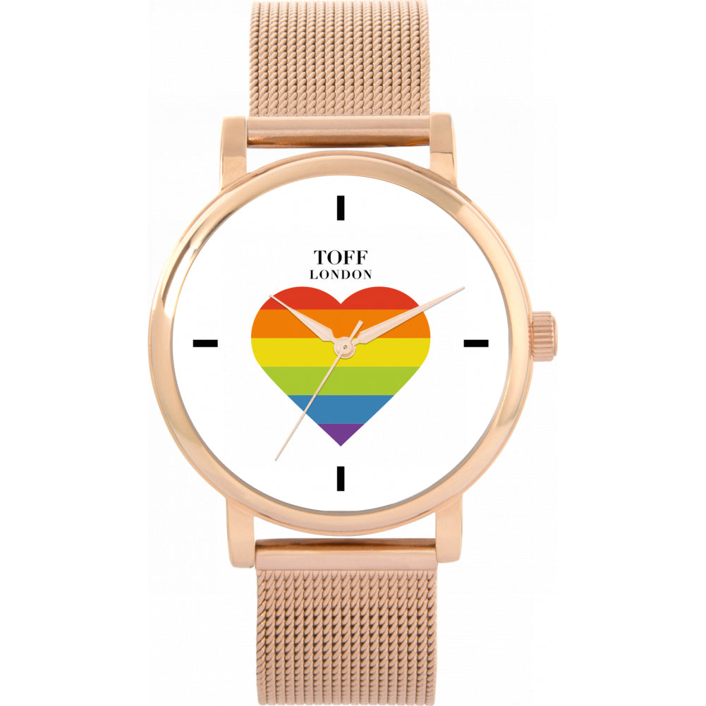 38mm Pride Rainbow Heart Batons Watch