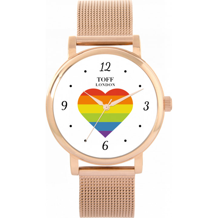 38mm Pride Rainbow Heart Arabic Numerals Watch