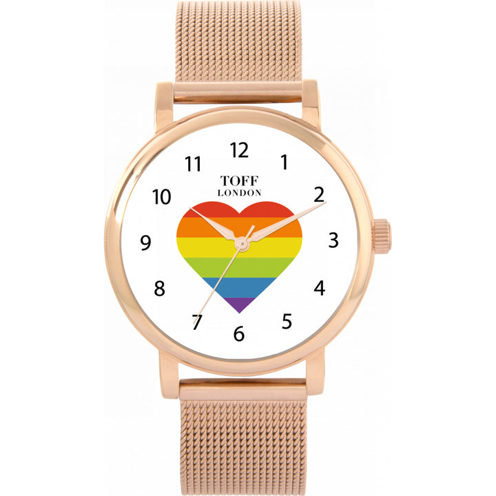 38mm Pride Rainbow Heart Batons Watch