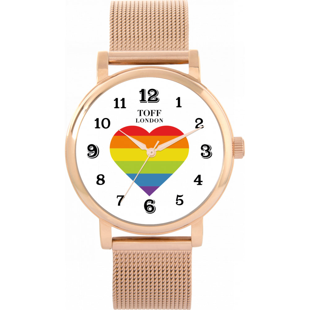 38mm Pride Rainbow Heart Arabic Numerals Watch