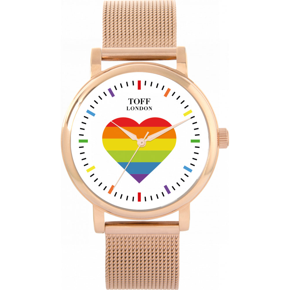 38mm Pride Rainbow Heart Batons Watch