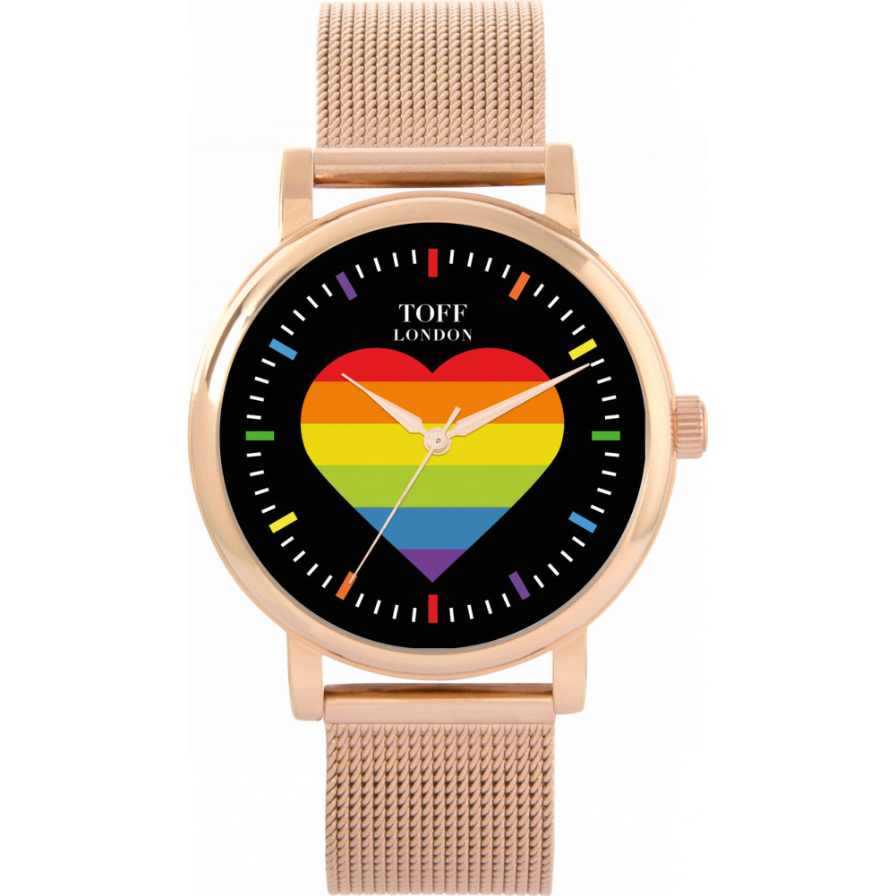 38mm Pride Rainbow Heart Batons Watch