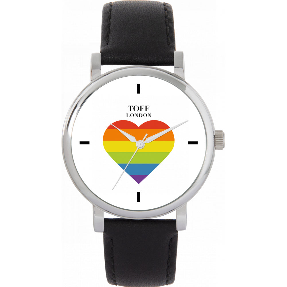 38mm Pride Rainbow Heart Batons Watch