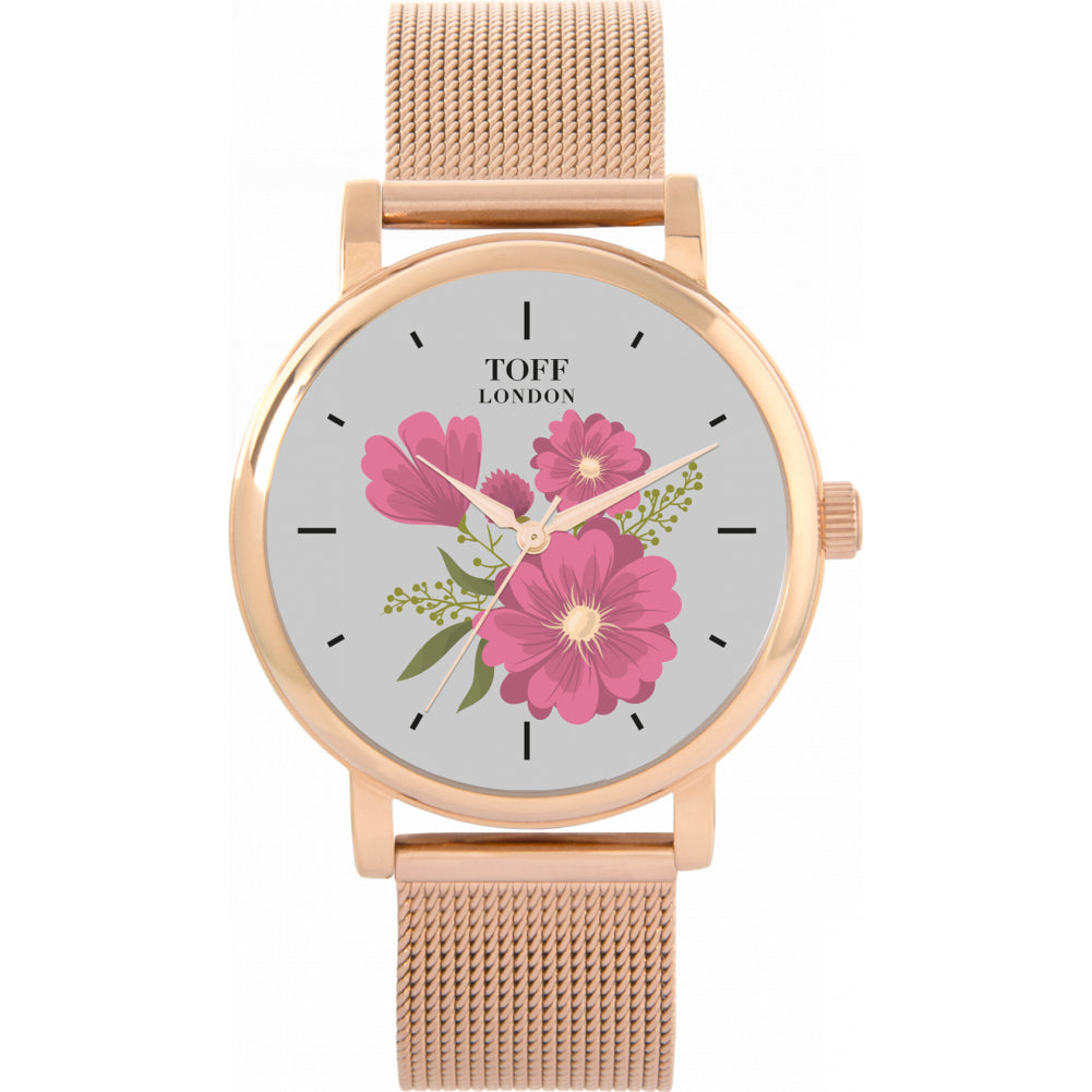 Ladies Pink Gerbera Flower Watch
