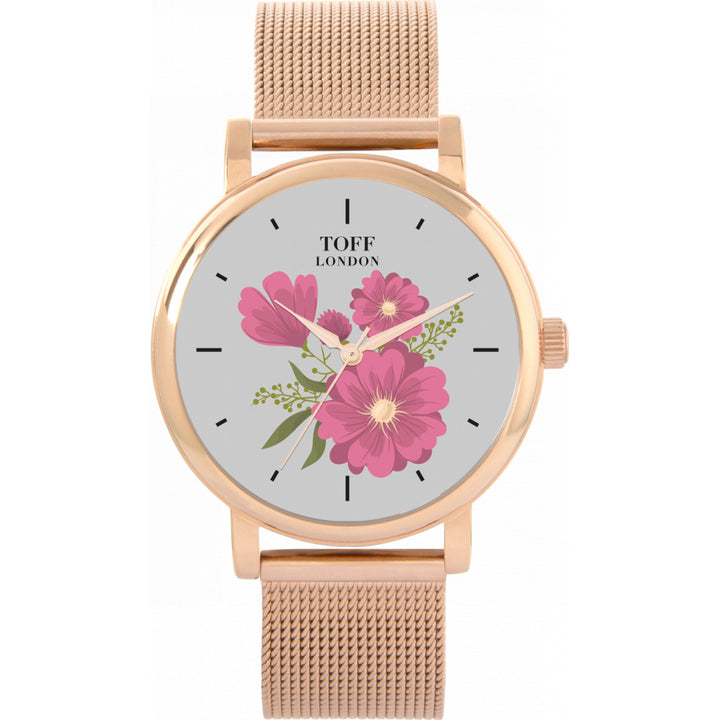 Ladies Pink Gerbera Flower Watch