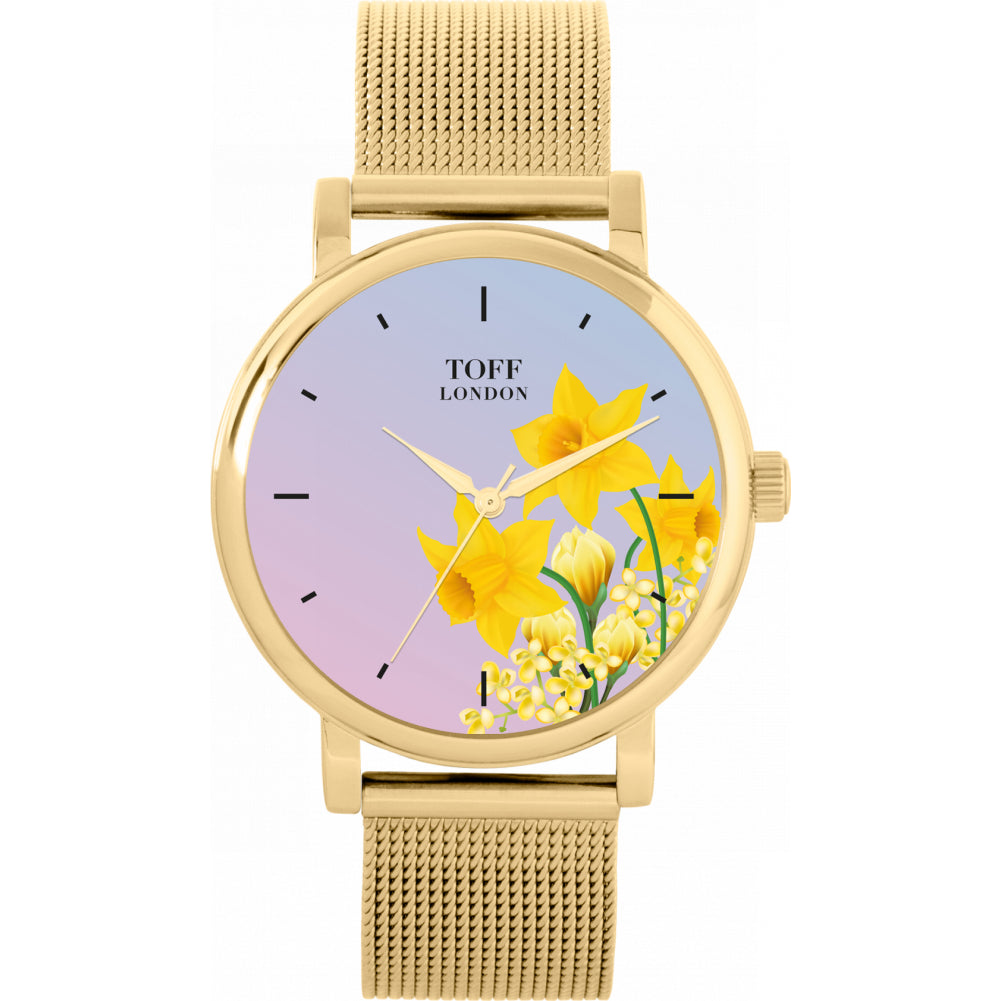 Ladies Yellow Daffodil Watch